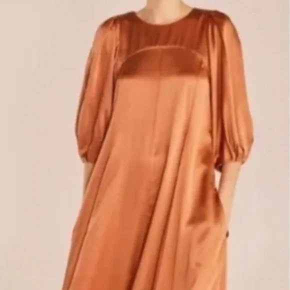 Rebecca Taylor Women's Open Back Maxi Dress Burnt Orange Spring Summer Pockets - Picture 9 of 10